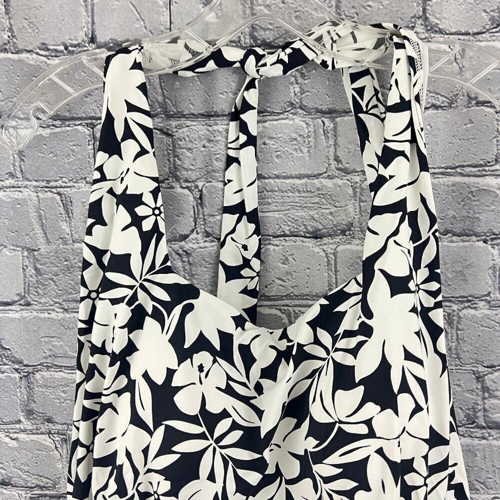 Lands End Womens Halter Swimsuit Top Black & White Floral Print Size 22W - Picture 6 of 6